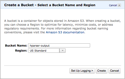 Create a Bucket - Select a Bucket Name and Region