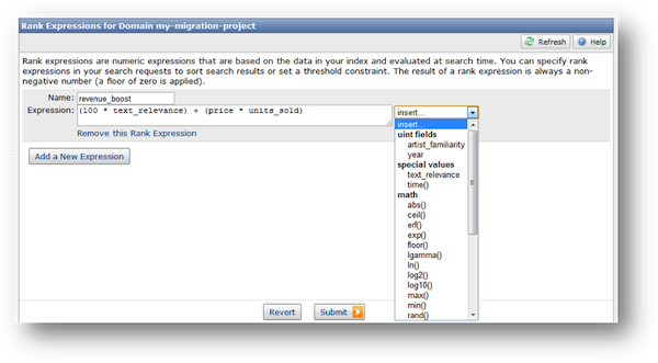 Configuring rank expressions