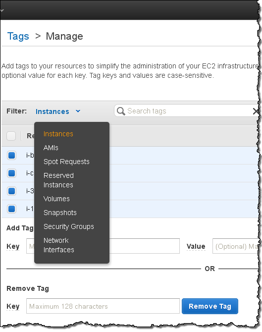 aws tag editor