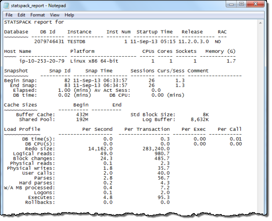 Fine Tune Your Oracle Database With Oracle Statspack Aws News Blog