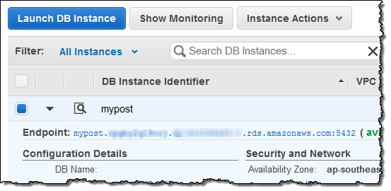 amazon aws postgresql