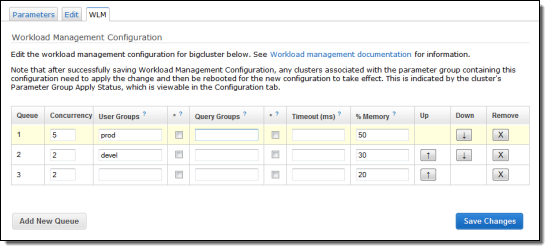 redshift wlm queue rules