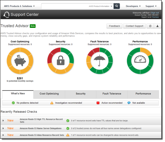 Aws Trusted Advisor Update Improved Ui More Checks Aws News Blog