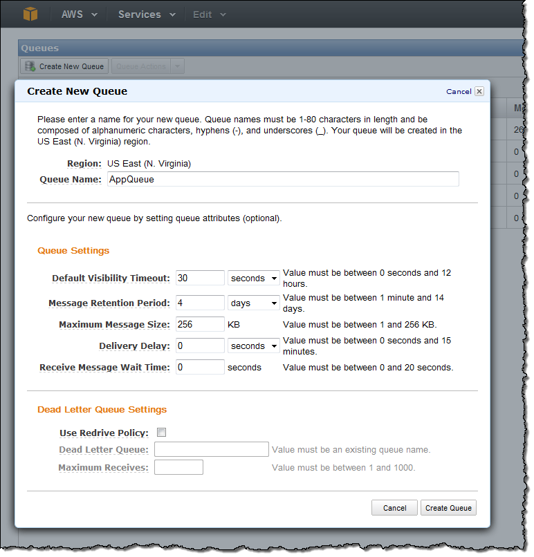 aws sqs queue name limits