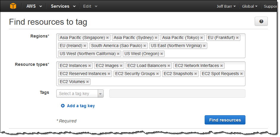 aws tag editor