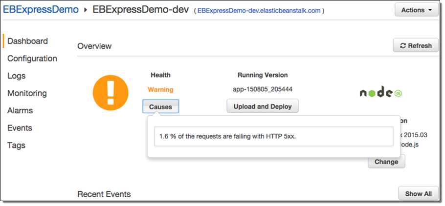 Elastic Beanstalk Update – Enhanced Application Health Monitoring 