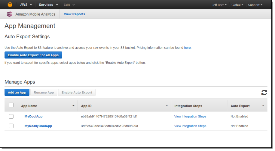 New Auto Export For Amazon Mobile Analytics Aws News Blog