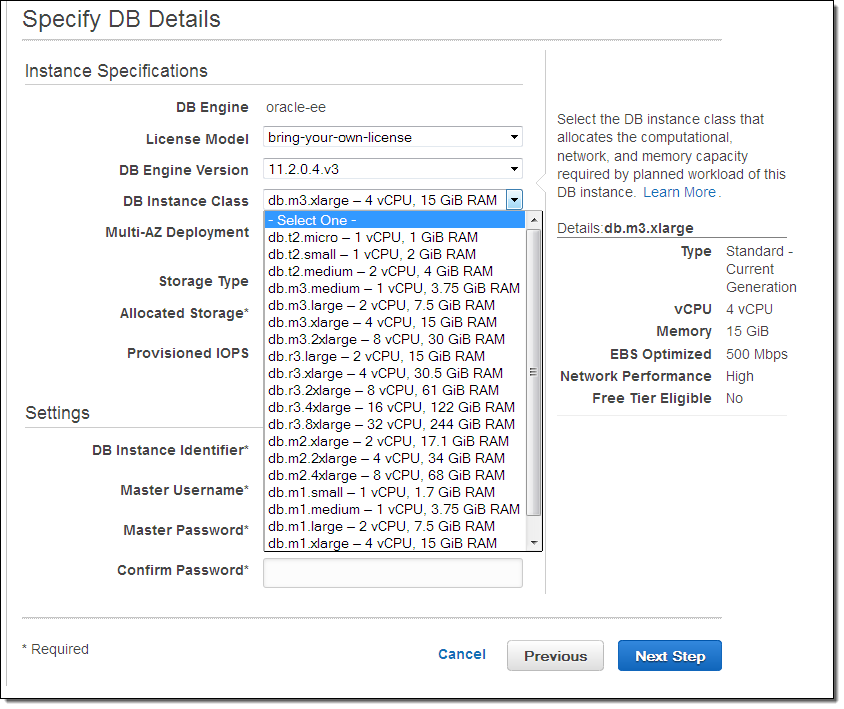 Amazon RDS pour Oracle