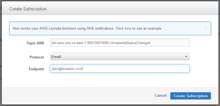 Subscribe To Aws Public Ip Address Changes Via Amazon Sns Aws News Blog