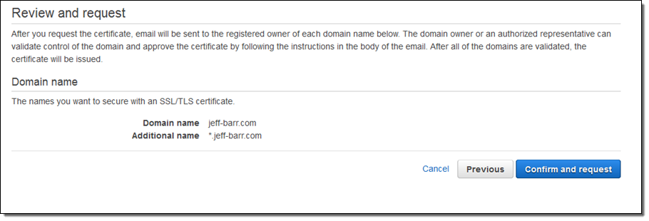 review example of request email New Manager Certificate AWS â€“ Apps â€“ SSL/TLS Based Deploy