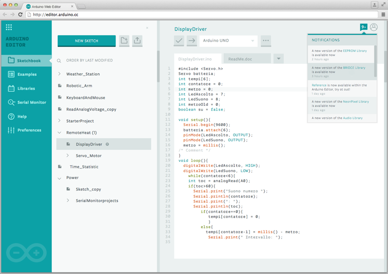 arduino web editor