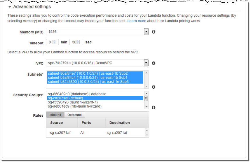 AWS Lambda VPC