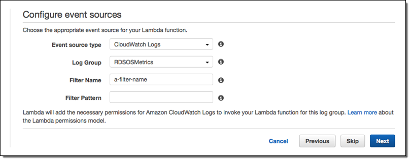 rds config lambda event sources 1