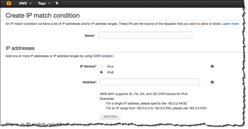 amazon AWS WAF IPv6