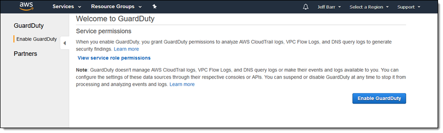 Figura 2 - Enable AWS GuardDuty