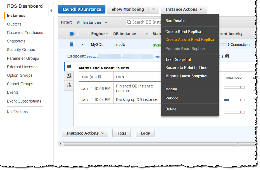 Migration AWS RDS vers Amazon Aurora