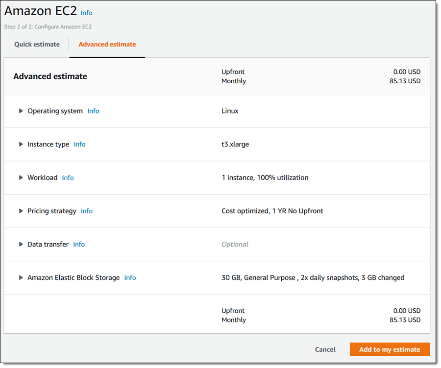 aws pricing calulator