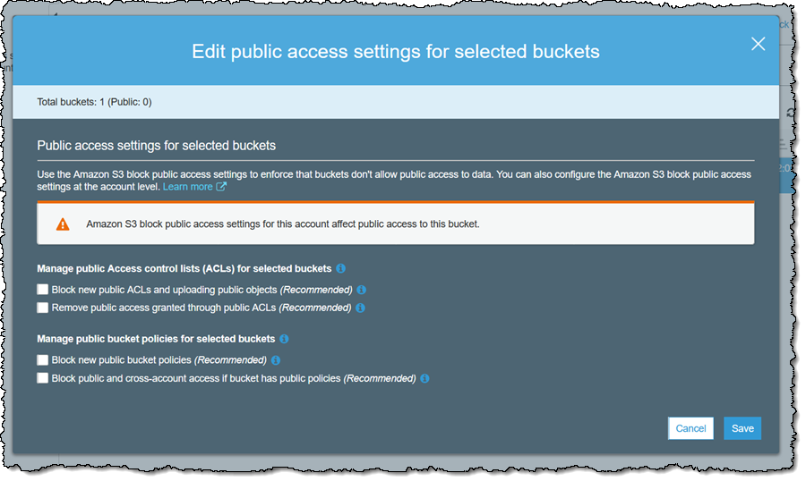 Amazon S3 Block Public Access アカウントとバケットのさらなる保護 Amazon Web Services ブログ