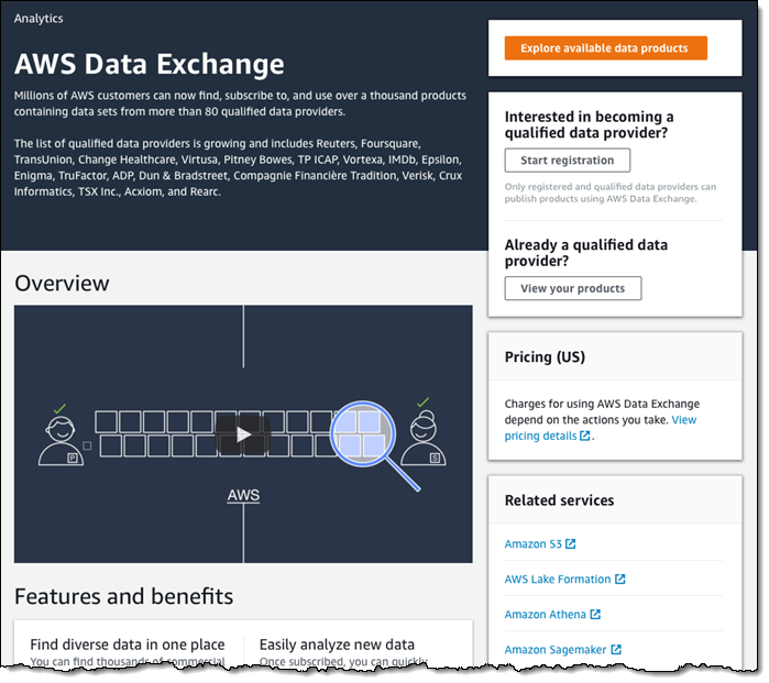 Infantil Cámara infinito AWS Data Exchange – Find, Subscribe To, and Use Data Products | AWS News  Blog