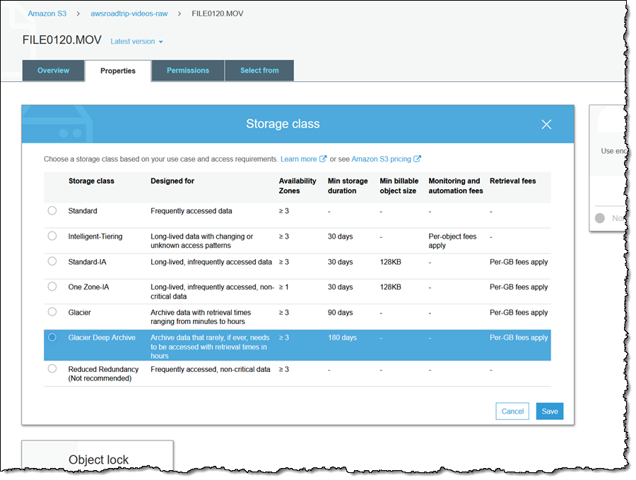 Данные сутки. AWS Glacier select.