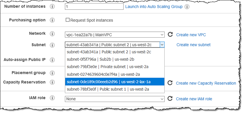 Utilisation AWS Local Zone en console