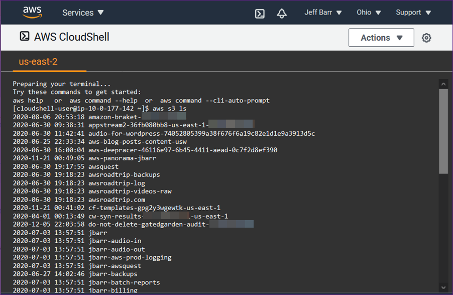 Aws Cloudshell Command Line Access To Aws Resources Aws News Blog