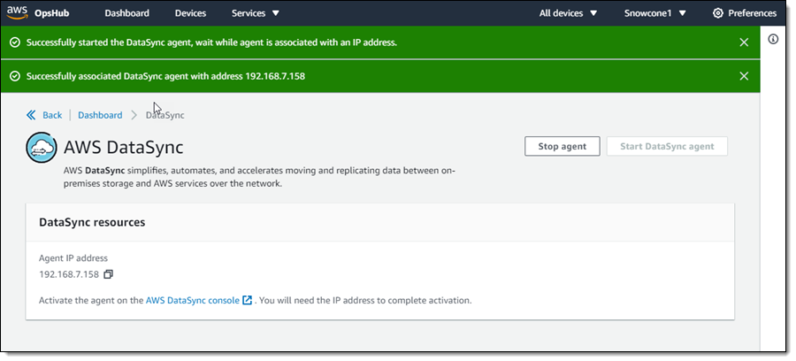 snow ops datasync running 1