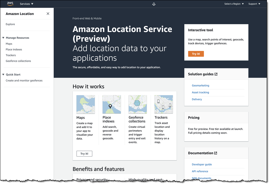 Amazon Location Add Maps and Location Awareness to Your Applications