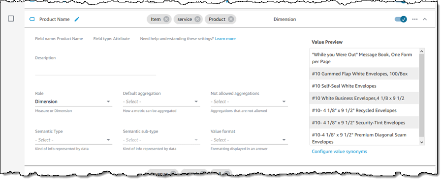 Information about the Product Name field.