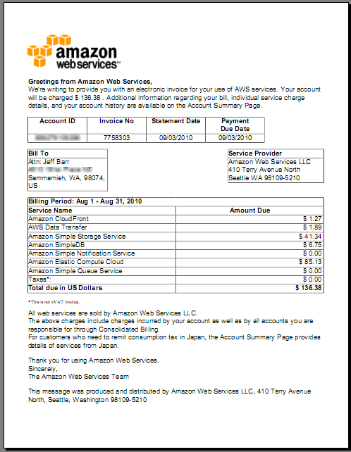 download pdf aws invoices